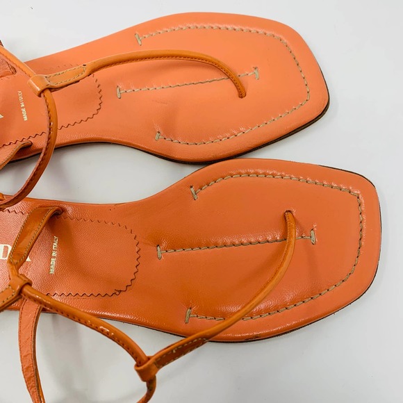Prada Coral Patent Leather Sandals Made In Italy Worn A Few Times Size 37 (6.5) - Picture 11 of 12